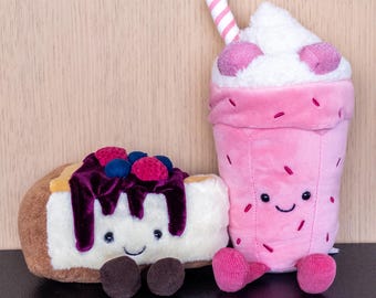Jellycat FAO NYC Exclusive Crember Cheesecake and Bubbeca Milkshake Pair - VHTF