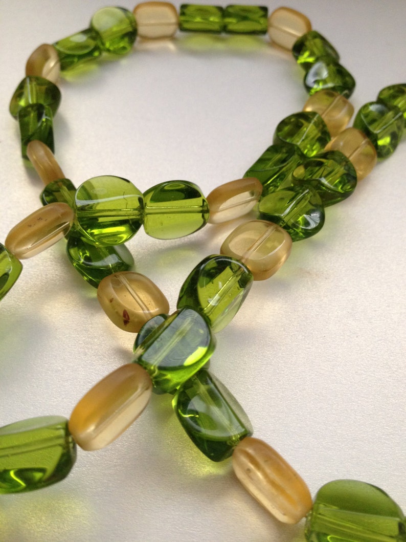 Light Green and Yellow Glass Bead Necklace Etsy