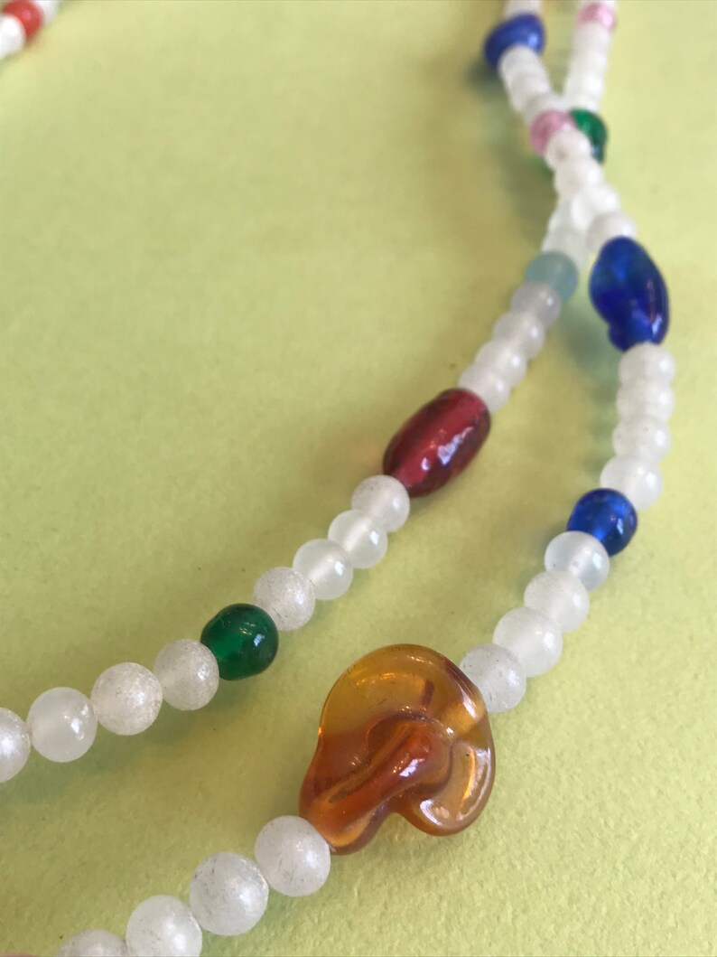 Art Glass Necklace 49 Multi Color Etsy
