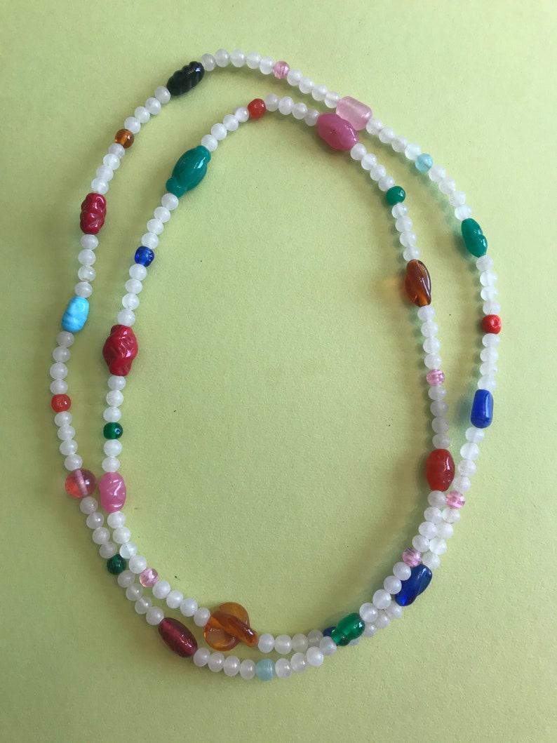 Art Glass Necklace 49 Multi Color Etsy