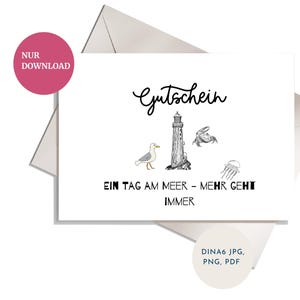 Gutschein für einen Tag am Meer | A6 Karte mit kreativen Textzeilen | Perfektes Geschenk für Urlaub, Entspannung & gemeinsame Auszeit