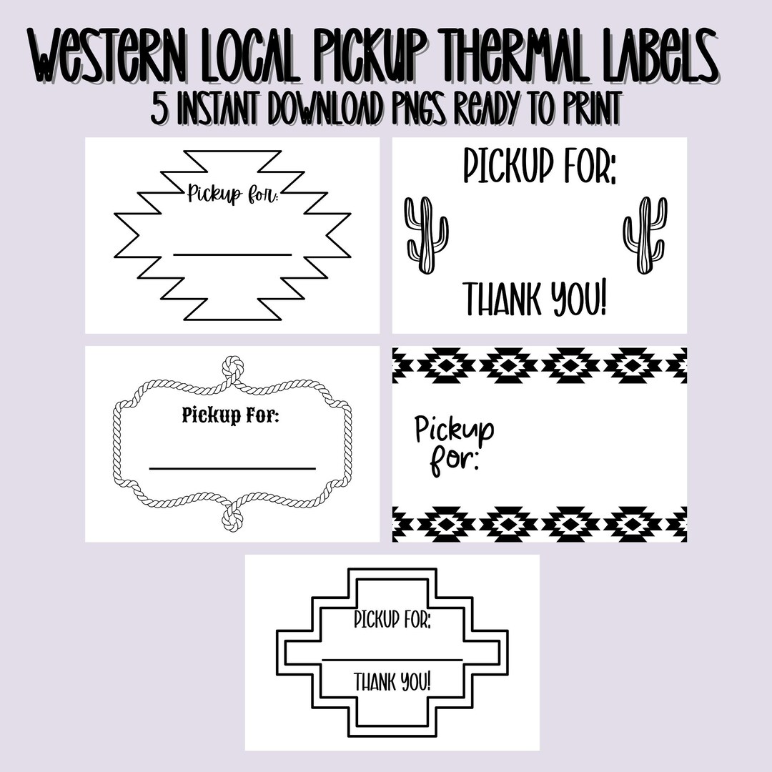 Western Thermal Label Bundle, Trendy Pngs, Local Pickup Stickers, Rollo ...
