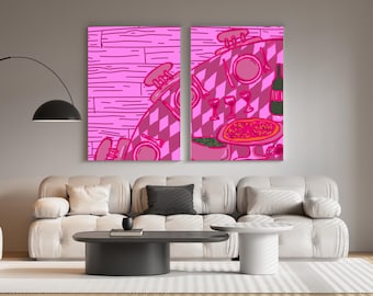 Pink Pizza Dinner Digital Download Art Print