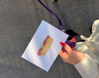 Chicago Hot Dog Watercolor Art Print: Food Illustration