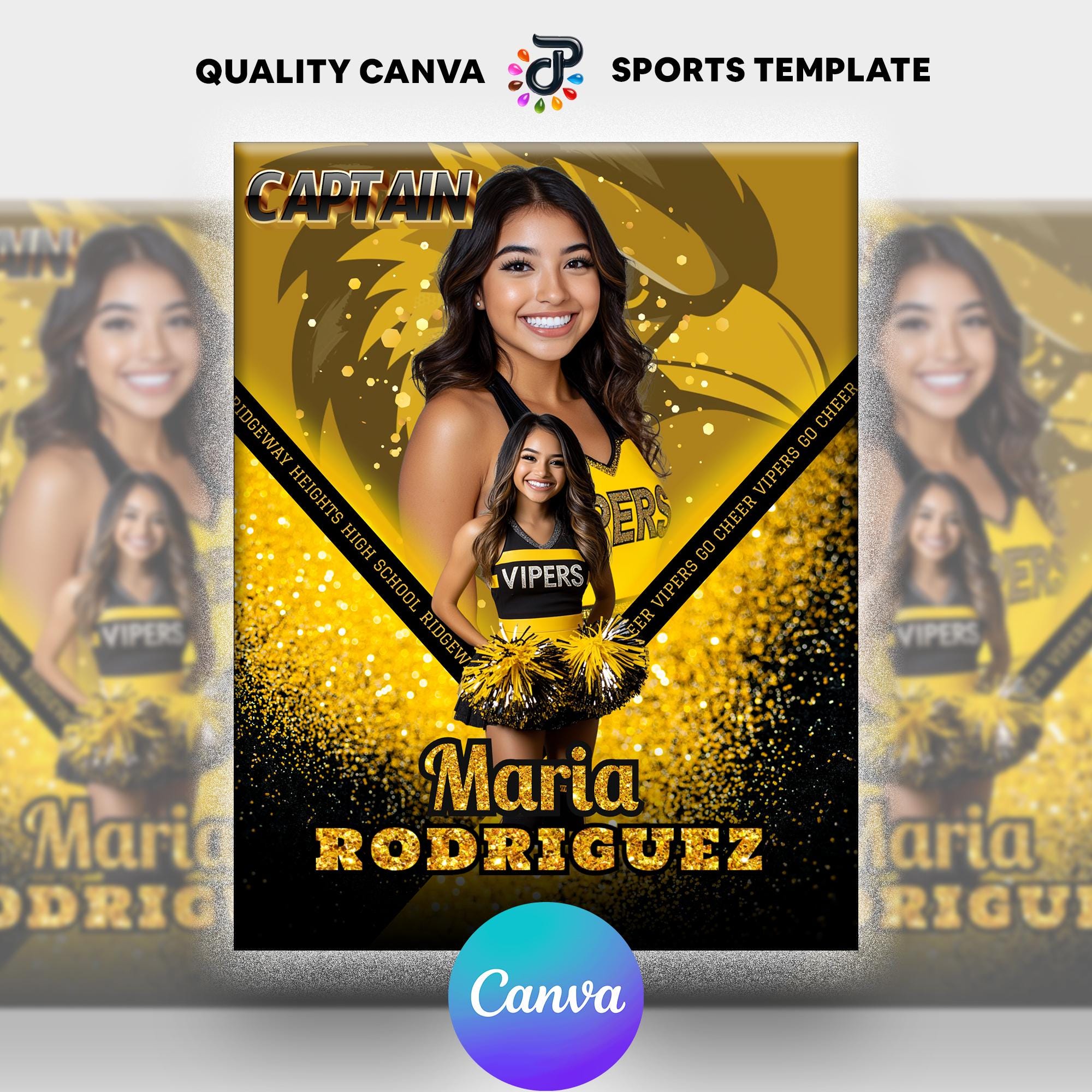 Cheerleader Senior Sports Poster Template: Customizable Gameday Banner (Canva Digital Download)