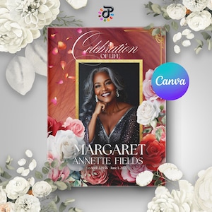 8-Page Funeral Program Obituary Template: Canva Obituary Booklet (8.5x11 Bifold Digital Download