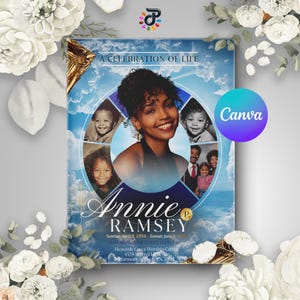 Canva Funeral Program Obituary Template: 8-Page Memorial Booklet (Digital Download)