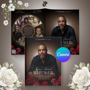 Canva Obituary Template | 8.5x11 Bifold Funeral Program | 8-Page Memorial Booklet | Celebration of Life Printable Download