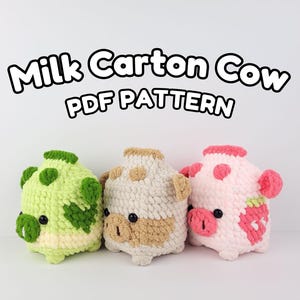 3in1 Milchpackung Kuh Häkelanleitung - süsse Kuh Amigurumi PDF Anleitung