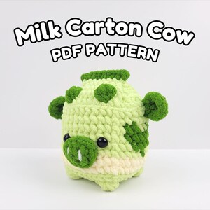Milchtüte Kuh Häkelanleitung - süße Grüntee-Kuh Amigurumi PDF Anleitung