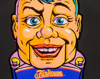 Letrero promocional de pinball de Rudy Funhouse