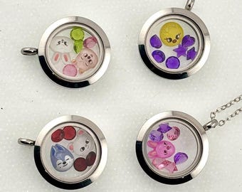 SKZOO charm clear locket necklace, Stray Kids jewelry