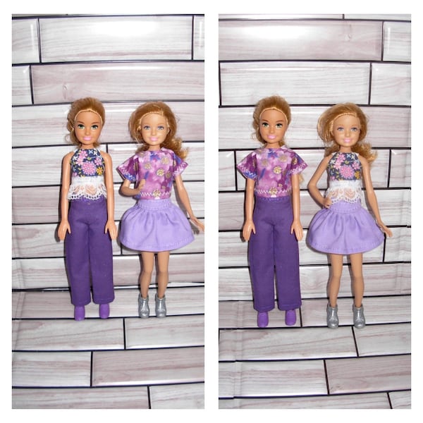 Handmade 4 piece mix and match outfits for 9" little sister fashion doll clothes Stacie or similar size dolls