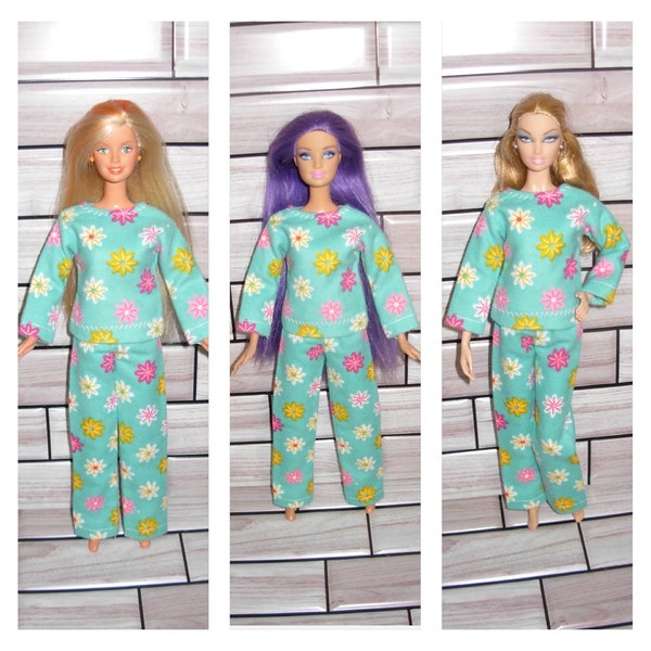 Handmade CUTE matching pajamas set for 11.5" Fashion doll clothes or similar size dolls