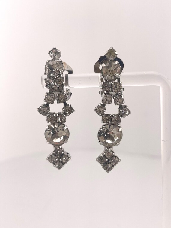 Vintage Multi-shape Rhinestone Drop Earrings - image 3