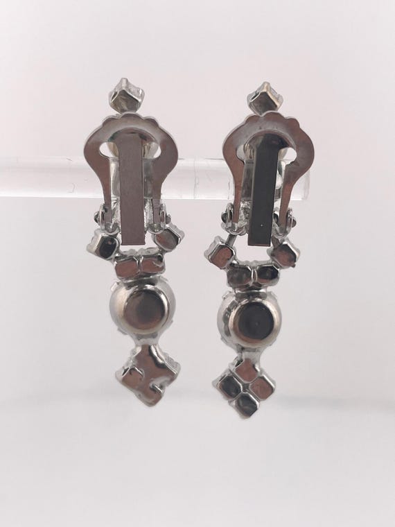 Vintage Multi-shape Rhinestone Drop Earrings - image 4