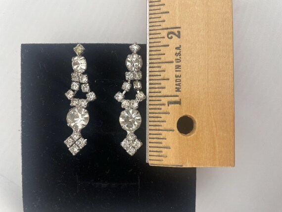 Vintage Multi-shape Rhinestone Drop Earrings - image 5