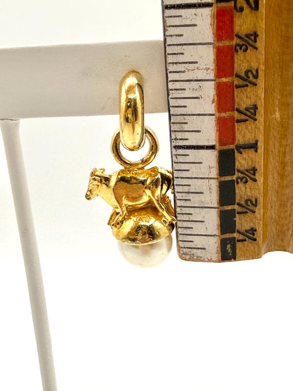 Year of the Ox Pearl Screwback Hoop Clip Earrings View 4