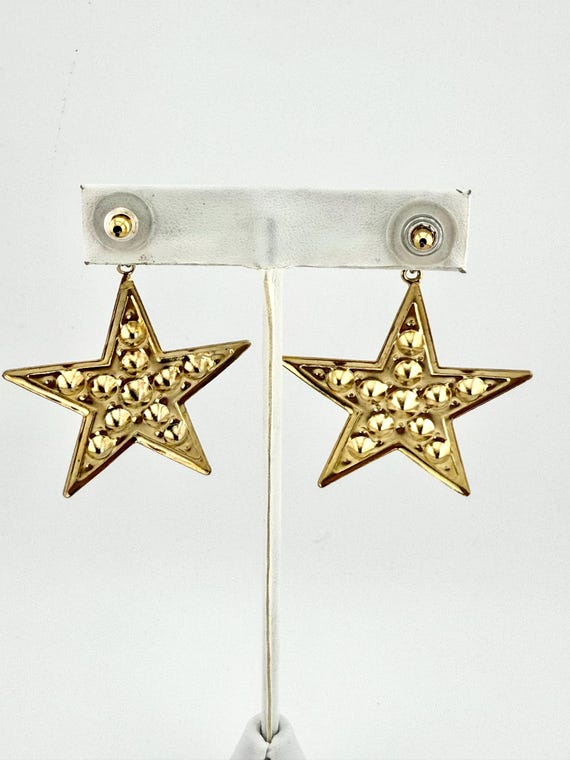 Vintage Celestial Star Gem Statement Earrings (RA… - image 3