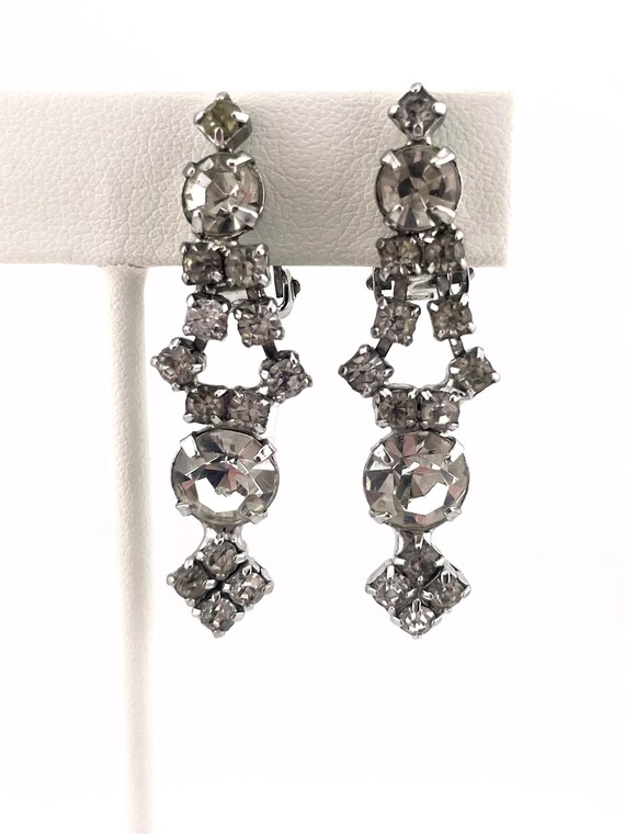 Vintage Multi-shape Rhinestone Drop Earrings - image 1