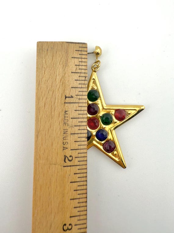 Vintage Celestial Star Gem Statement Earrings (RA… - image 5