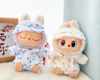 Handmade 17cm Bubu Pajama Set – Three-Piece Outfit with Eye Mask for Bubu Accessories Plush Clothes