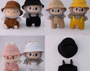 Handmade 17cm Plush Clothes – Overalls & Hat Set for Bubu Outfits