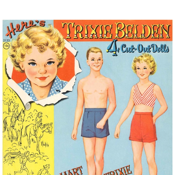 PDF "Here's Trixie Belden" Paper Dolls 1950s Reproduction made to Print at Home on White Cardstock 4 Dolls in Set