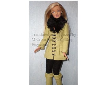 PDF 11.5" fits Barbie, Pattern for Sewing Winter Forest Fashion Dolls - Long Jacket, Boots, Pants