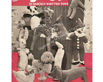 PDF Knit Stuffed Animals  Also Clown "The Toy Box 10 Quickly Knitted Toys" - Download & Print at Home