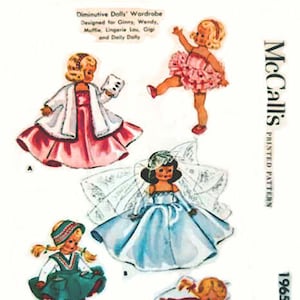 PDF Vintage 7-8&quot; Doll Clothes pattern 1965 circa 1950s