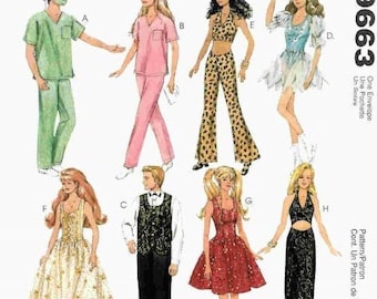 PDF 11.5" Fashion Doll Clothes Like Barbie Vintage Pattern 9663 - Download & Print at Home on Copy Paper
