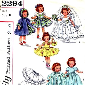 PDF 8" Ginny, Muffie, Ginger, Pam Doll Clothes Pattern Vintage 1950s Print at home 8.5" x 11" paper 2294