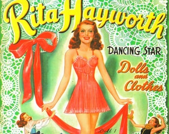 PDF Paper Doll Rita Hayworth Dancing Star Download and Print on Cardstock at Home 8.5" X 11"