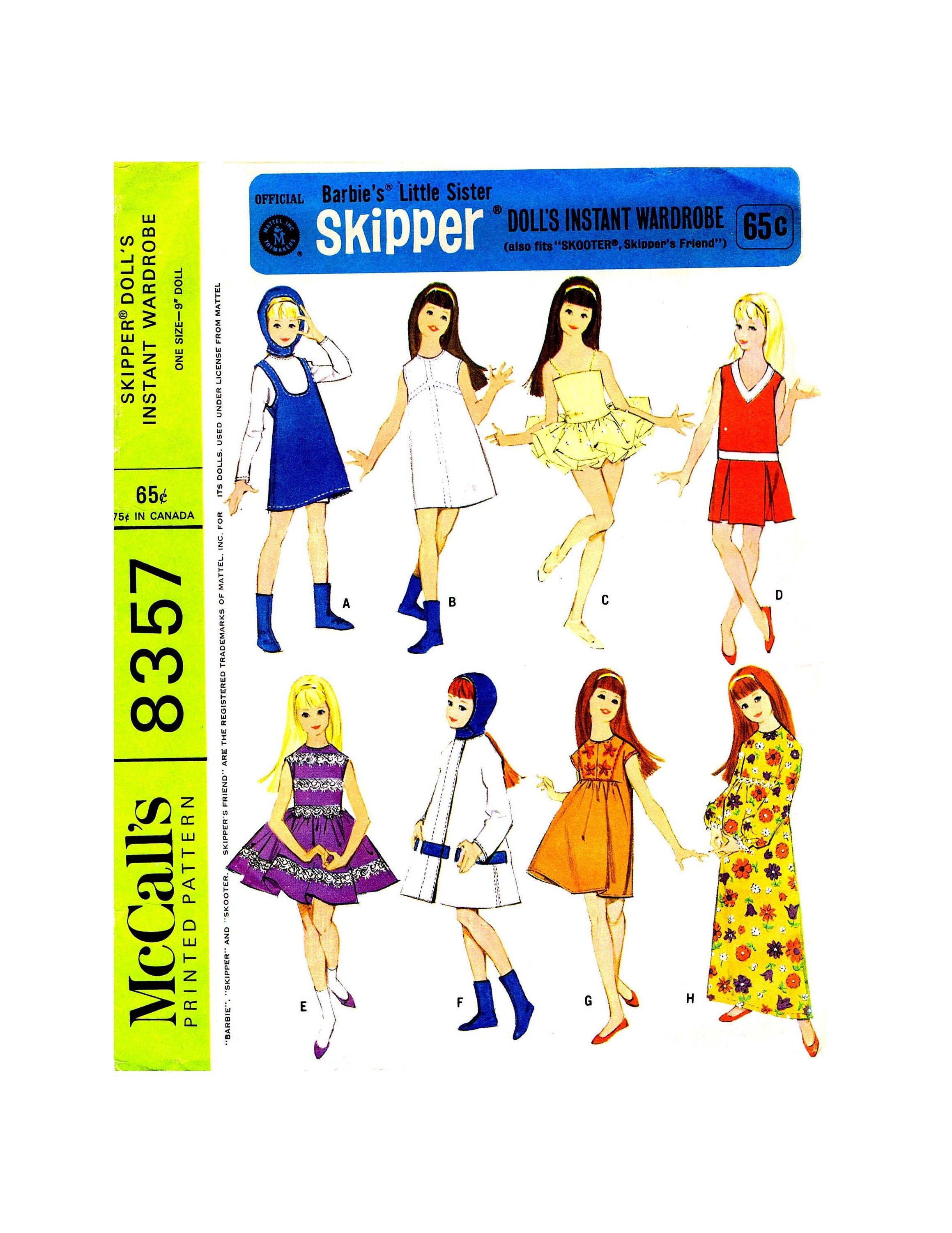 Sew a bikini or full underwear set for Skipper dolls w/free patterns @   #SkipperDolls #SewingPatterns - Free Doll Clothes Patterns