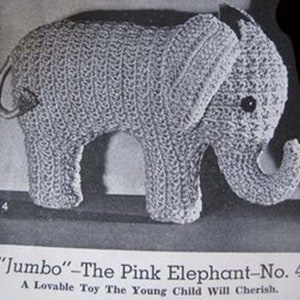 PDF Crochet Pattern to make Jumbo the Pink Elephant