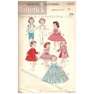 PDF Vintage 14&quot; Doll Clothes Pattern Slim Dolls Like Toni, Betsy. Mary Hoyer, Mdm Alexander 7973