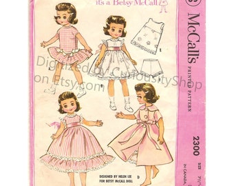 PDF 7.5"-8" Tiny Betsy McCall Clothes Vintage #2300 Pattern 1958 - Download and Print at Home Standard Copy Paper