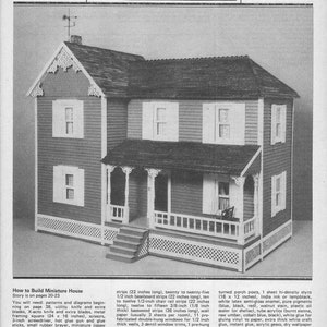 Casa de muñecas en formato PDF, casa de muñecas de bricolaje con cartón espuma y planos de muebles de madera en miniatura. Imprima en casa. PDF de 3 partes