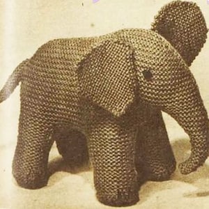 PDF Vintage Knitting Pattern Knit Stuffed Animal &quot;Elegant Elephant&quot; -Download & Print at Home