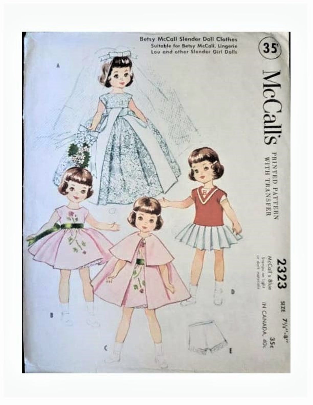 PDF 7.58 Tiny Betsy Mccall Clothes Pattern 2323 Has Template to Make ...