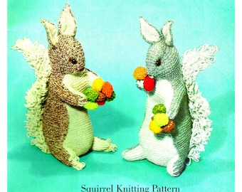 PDF Knitted Squirrel Pattern Stuffed Toy Vintage