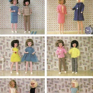 PDF 12 Sindy, Barbie & Others Knitting Booklet Teenager Doll Clothes Book With needle conversion chart UK/US image 1