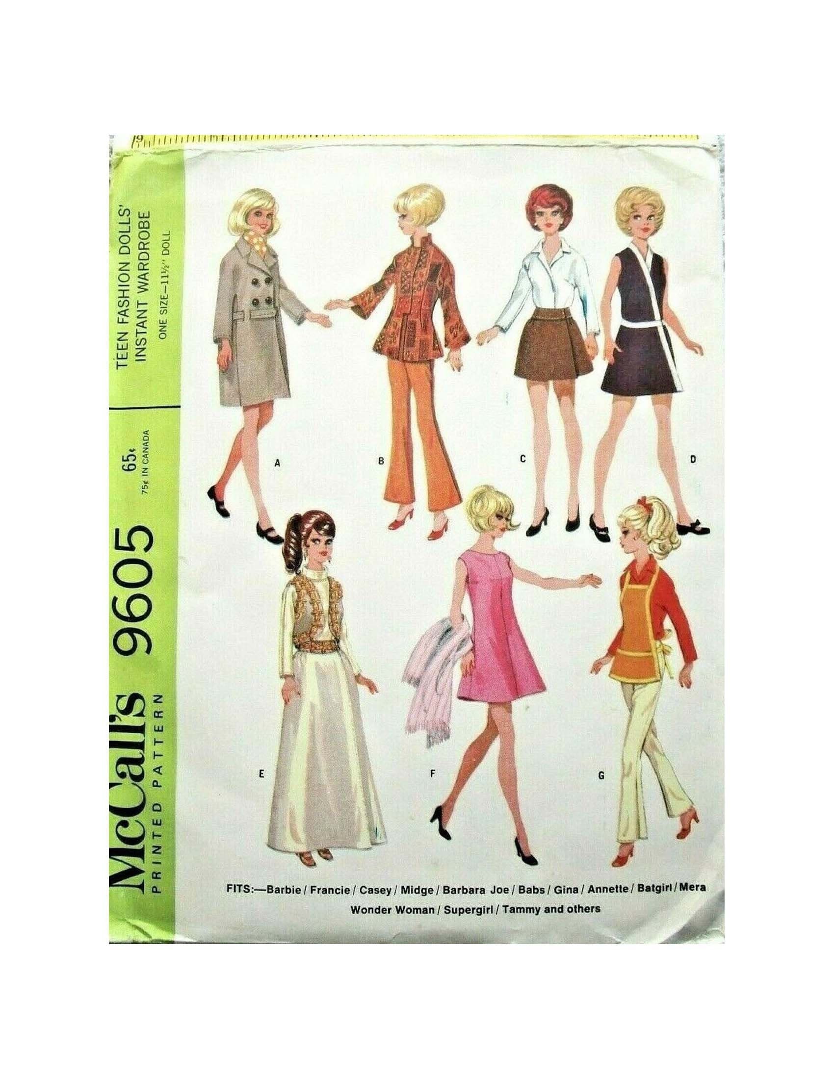 Vintage 1960s Barbie & Ken Clothes & Knitting Pattern Reproduction McCall's  7311