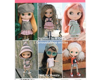 PDF Blythe and Similar Doll Wardrobe Pattern 6 Mix & Match Outfits - Download and Print at Home