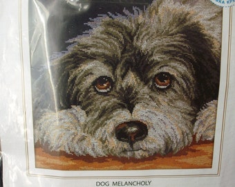 RTO DMC Counted Cross Stitch Kit 11.5"X11.5 Dog Melancholy (14 Count)