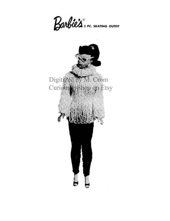 PDF 11.5" fits Barbie & Other  Fashion Dolls, Knitting Pattern, Ski, Skate Outfits Download, Print at Home Regular Copy Paper