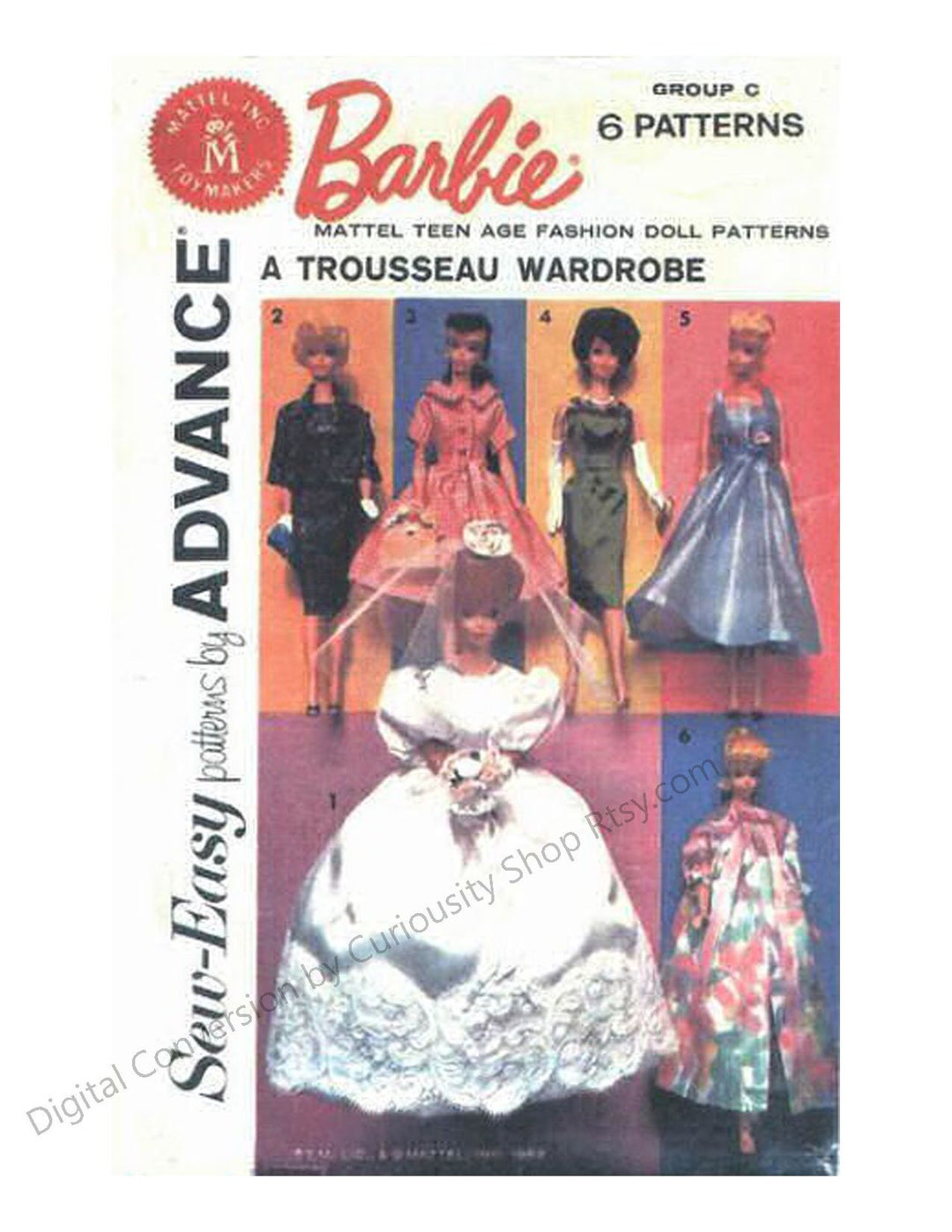 PDF Fits Vintage 11.5" Barbie Clothes Sewing Pattern Advance 2895 Print at Home - Etsy
