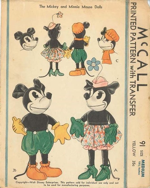 vintage mickey and minnie mouse dolls