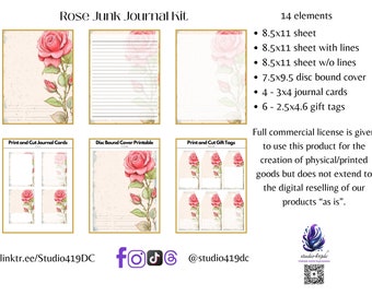 Rose Junk Journal Kit l Digital Download l Commercial License